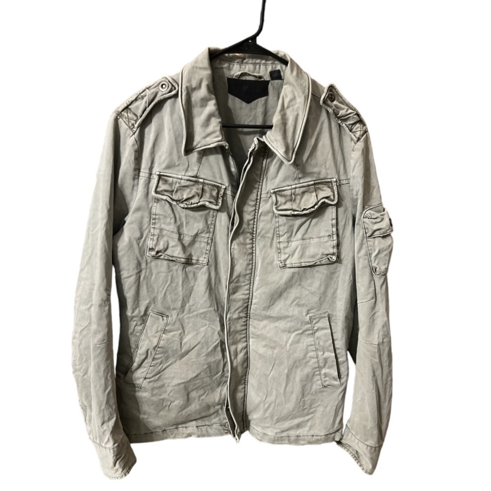 Rogue Jacket Military Tactical Style Zip Snap closure Taupe Sage Color medium